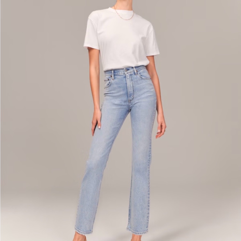 Abercrombie Ankle Straight Ultra High Rise Denim Jeans - 26 curve love